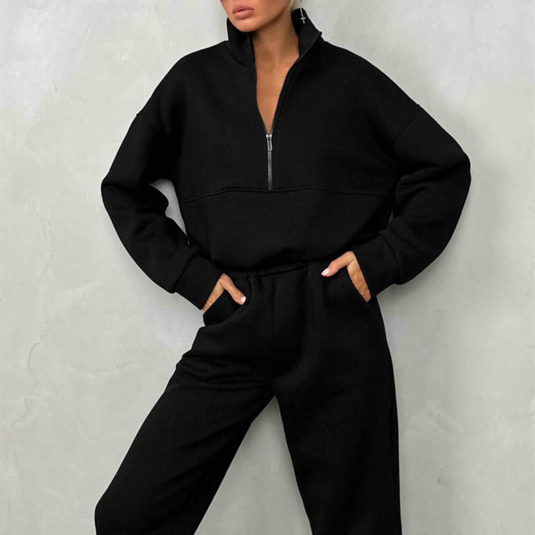 Women's sporty loungewear set with high collar and elastic waist Lisslune