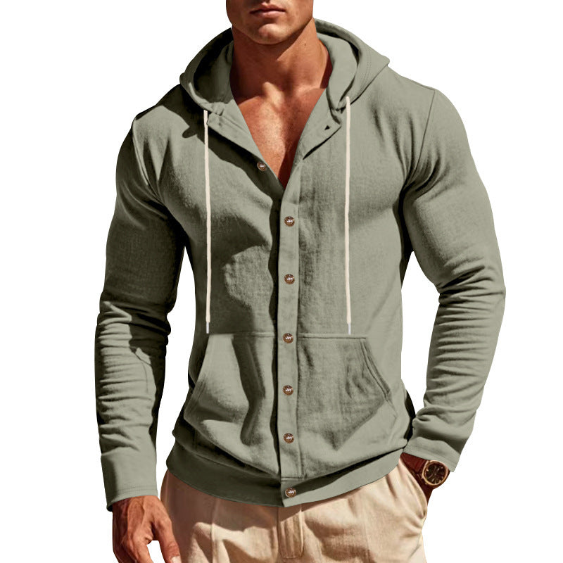 Men's hoodie shirt with button placket and practical pockets Lisslune
