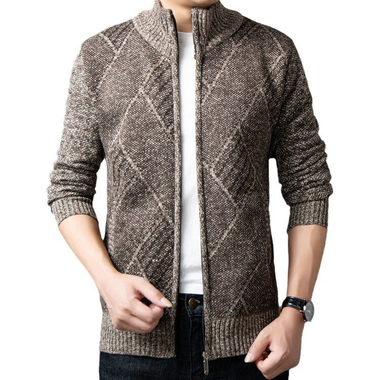 Men's cardigan with modern zipper and graphic pattern Lisslune