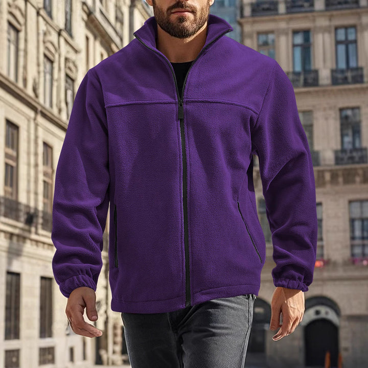 Men's fleece jacket with practical pockets and stand-up collar Lisslune
