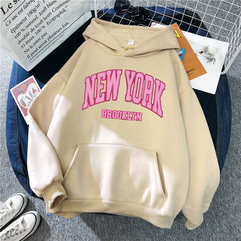 Women's hoodie with trendy New York Brooklyn print Lisslune