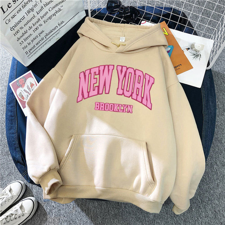Women's hoodie with trendy New York Brooklyn print Lisslune