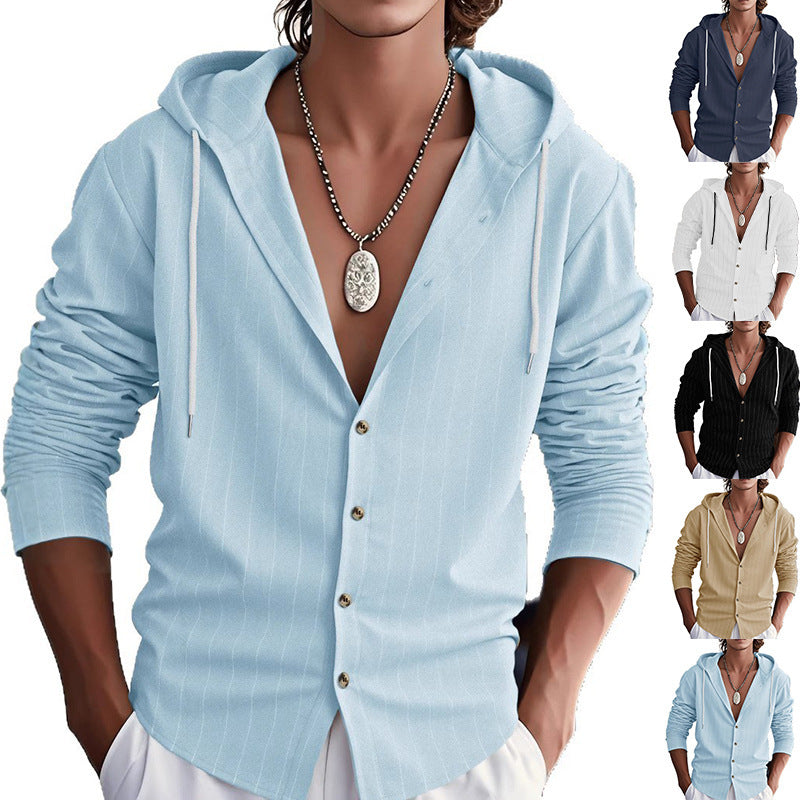 Men's stylish hooded shirt with fine stripes Lisslune