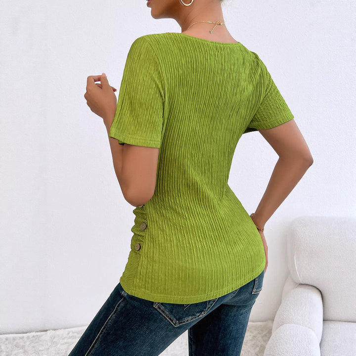 Women's wrap blouse with refined folds and button details Lisslune