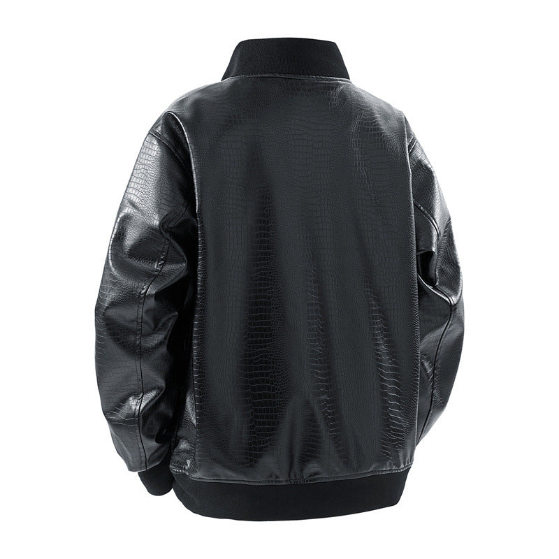 Men's leather jacket with a smooth surface and practical pockets Lisslune