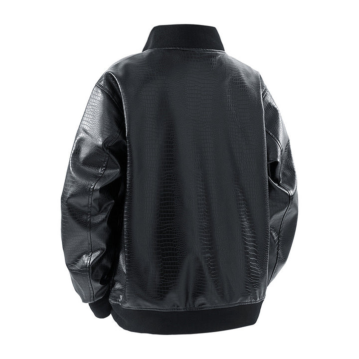 Men's leather jacket with a smooth surface and practical pockets Lisslune