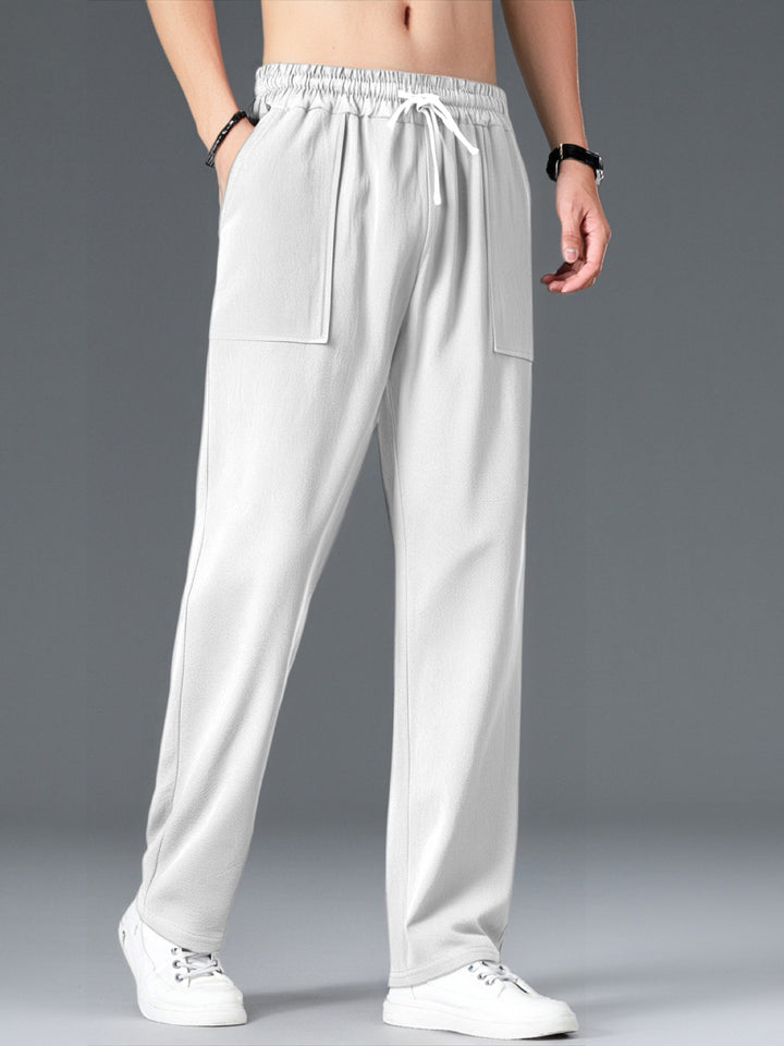 Men's Comfortable Leisure Pants with Elastic Waistband and Side Pockets Lisslune