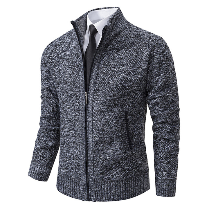 Men's elegant cardigan with high collar and practical zipper Lisslune