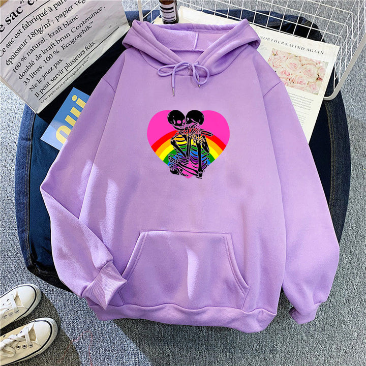 Ladies hoodie with colorful love motif Lisslune