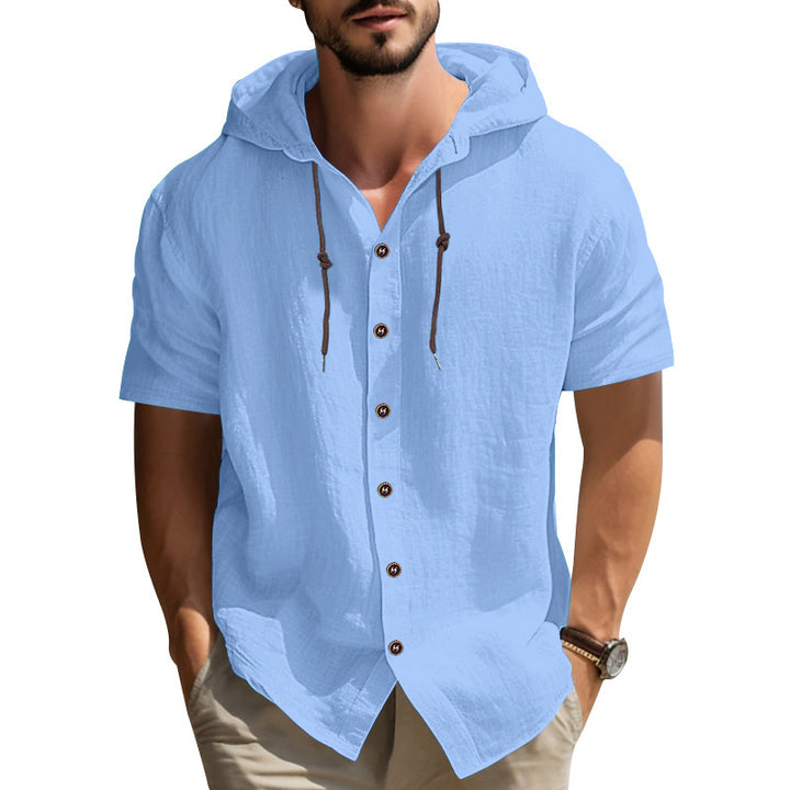 Men's Short Sleeve Shirt with Hood and Fashionable Cut Lisslune