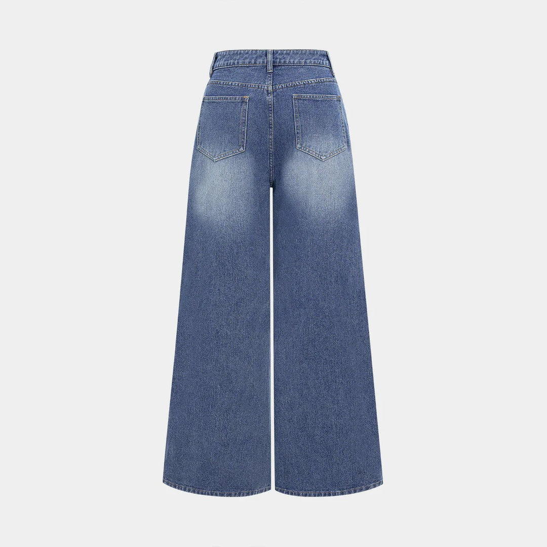 Ladies fashionable high-waist jeans with wide legs Lisslune
