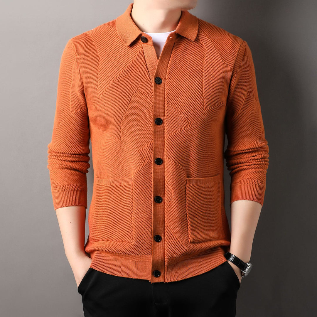 Men's cardigan with modern textured design and practical pockets Lisslune