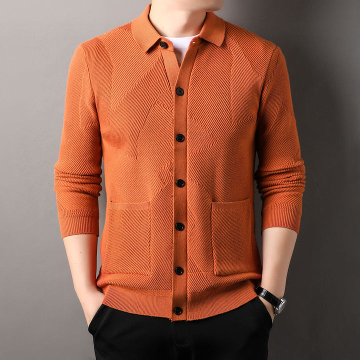 Men's cardigan with modern textured design and practical pockets Lisslune