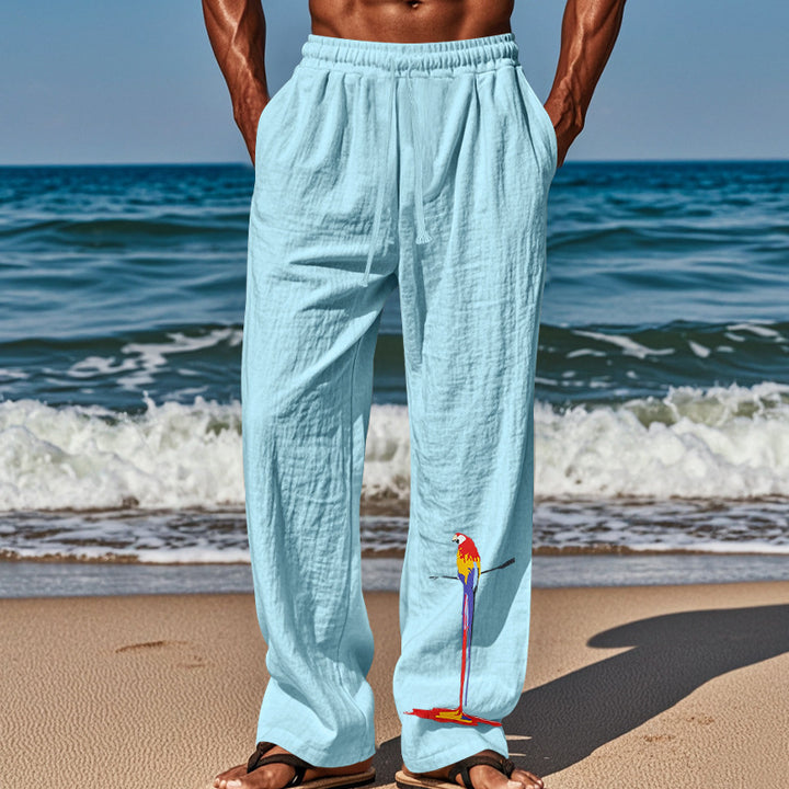 Men's Lightweight Beach Sandal Pants with Elastic Waistband and Colorful Print Lisslune