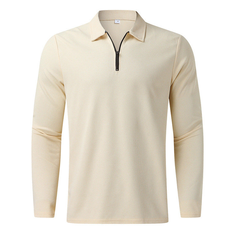 Men's Long Sleeve Polo Shirt with Modern Zipper and Breathable Structure Lisslune
