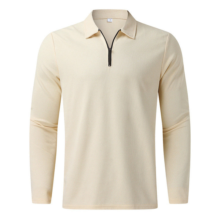 Men's Long Sleeve Polo Shirt with Modern Zipper and Breathable Structure Lisslune