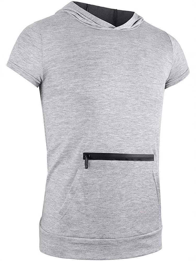 Men's Short Sleeve Hoodie with Practical Zipper Lisslune