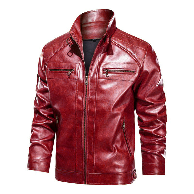 Men's fashion motorcycle jacket with practical pockets Lisslune