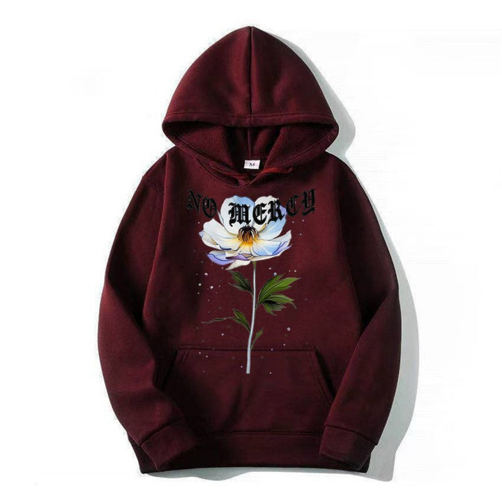Women's hoodie with floral print and prominent lettering Lisslune
