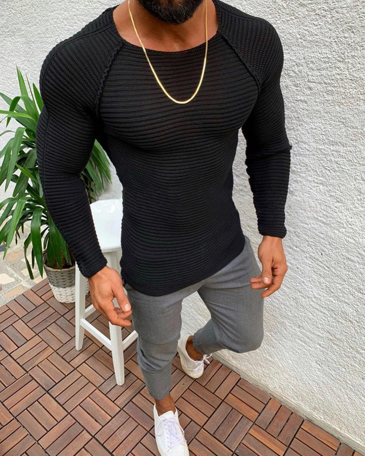 Men's close-fitting knit top with breathable texture and fashionable design Lisslune