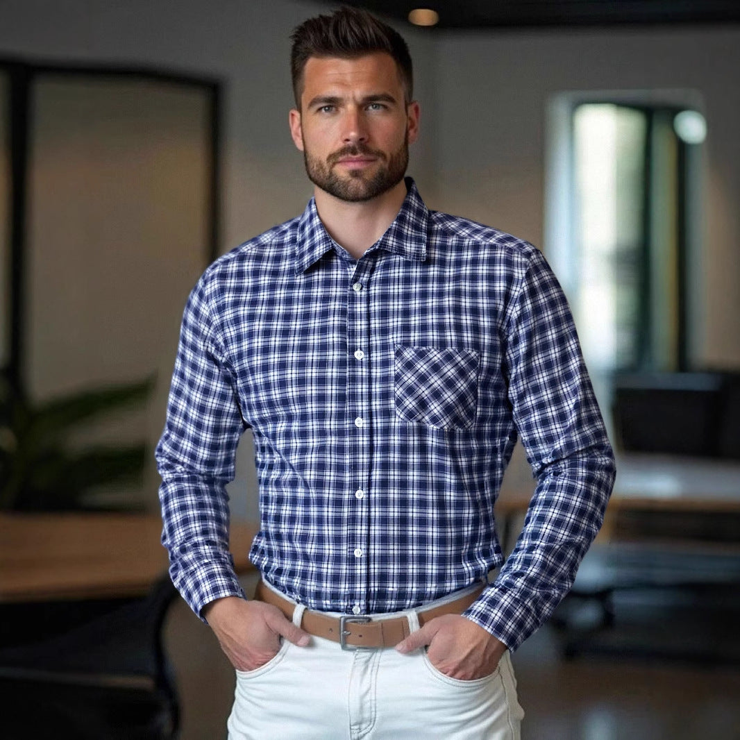 Men's modern checkered shirt with breast pocket and comfortable fit Lisslune