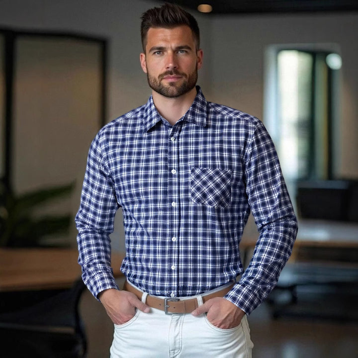 Men's modern checkered shirt with breast pocket and comfortable fit Lisslune