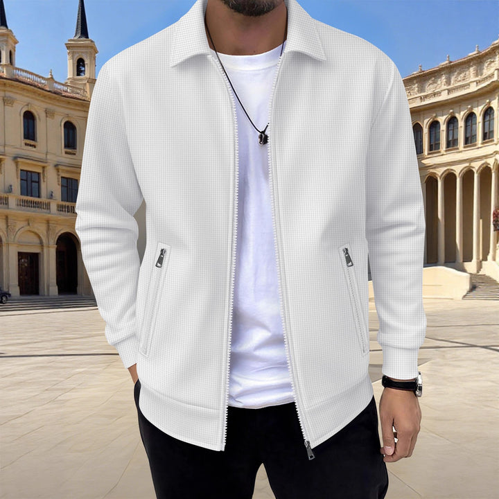 Men's modern leisure jacket with textured design and practical zip pockets Lisslune