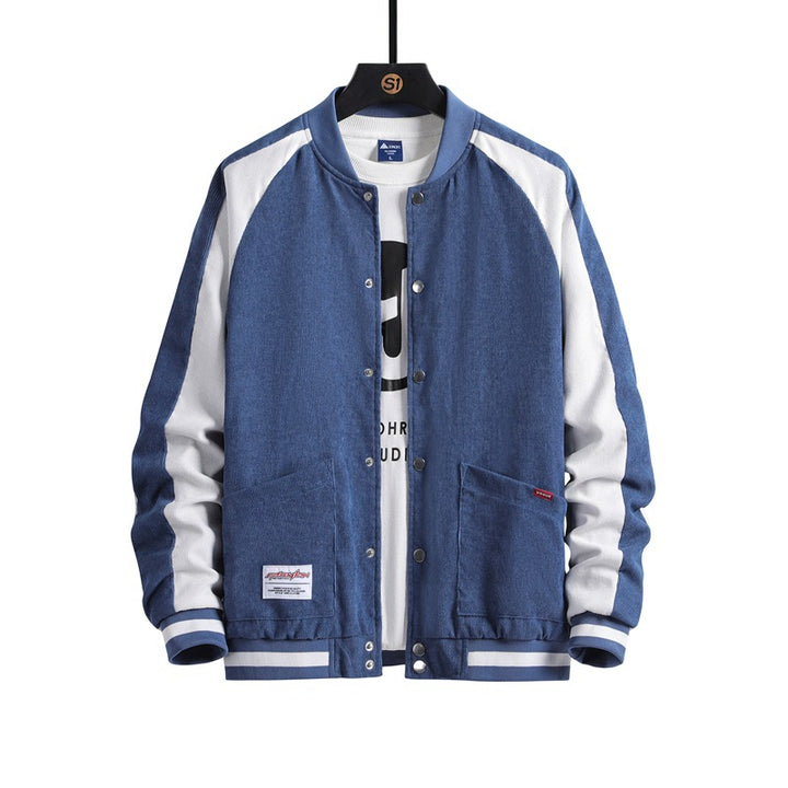 Men's Fashionable Leisure Jacket with Textured Surface and Contrast Sleeves Lisslune