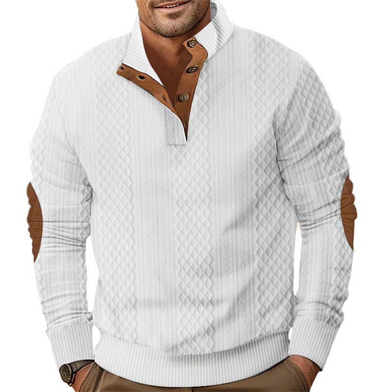Men's Stylish Sweater with Textured Design and Chester Collar Lisslune