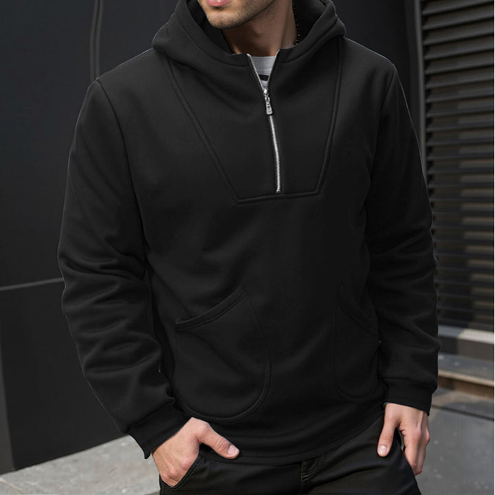 Men's sporty hoodie with high collar and practical zippers Lisslune