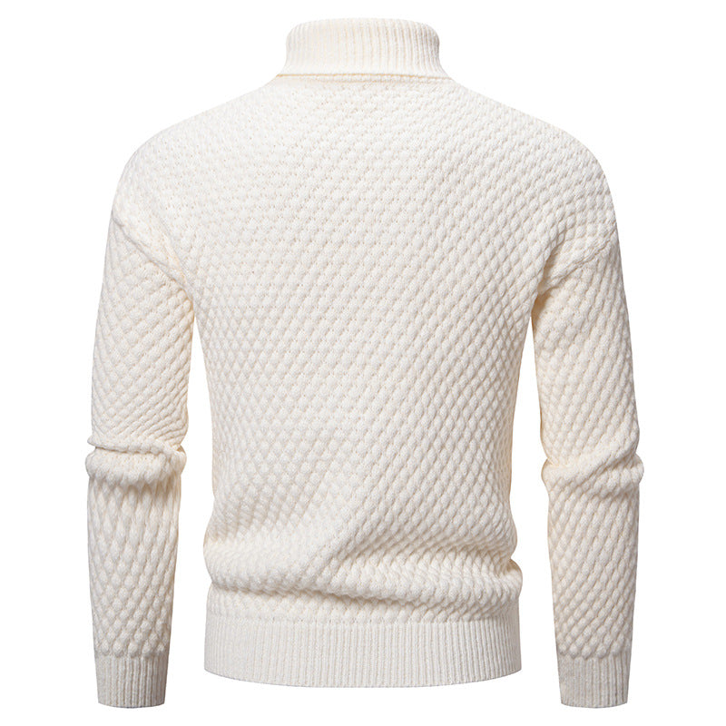 Men's knit pullover with high collar and textured surface Lisslune