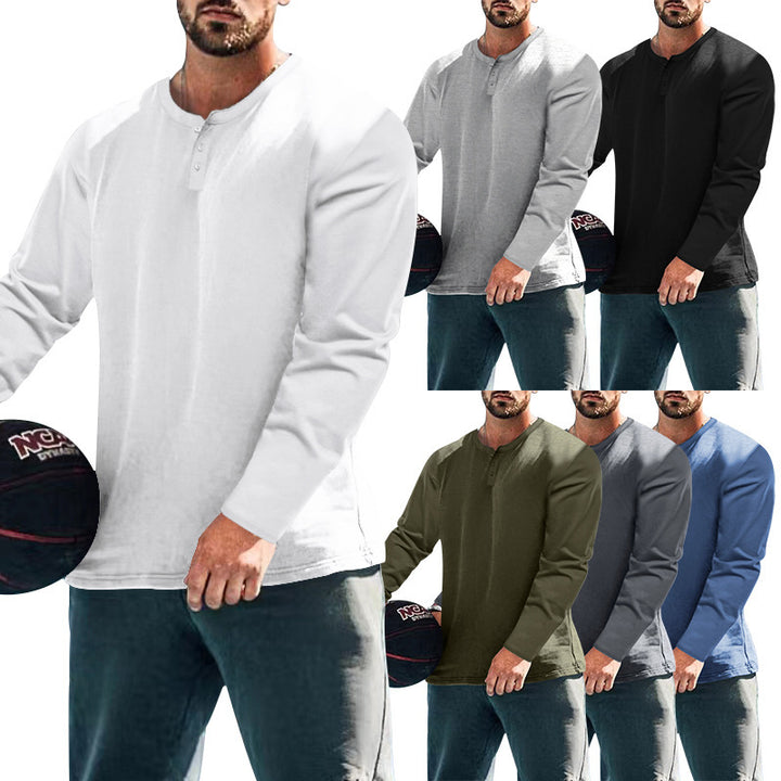 Men's long-sleeve sports top with button placket and breathable properties Lisslune