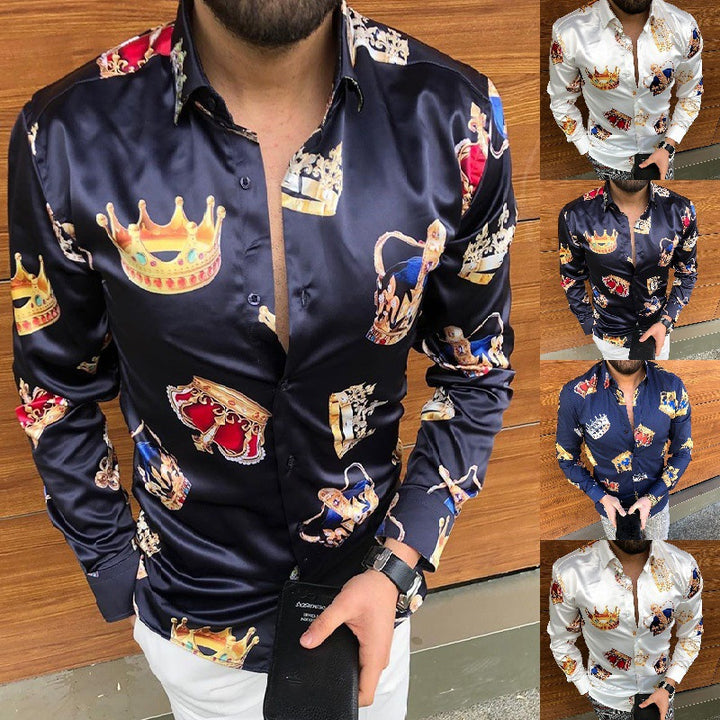Men's silk shirt with royal motif Lisslune