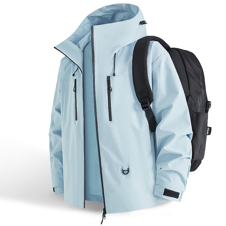 Men's Waterproof Outdoor Jacket with Adjustable Hood and Practical Zip Lisslune