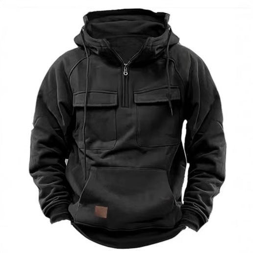 Men's hooded sweatshirt with practical pockets and full-length zipper Lisslune