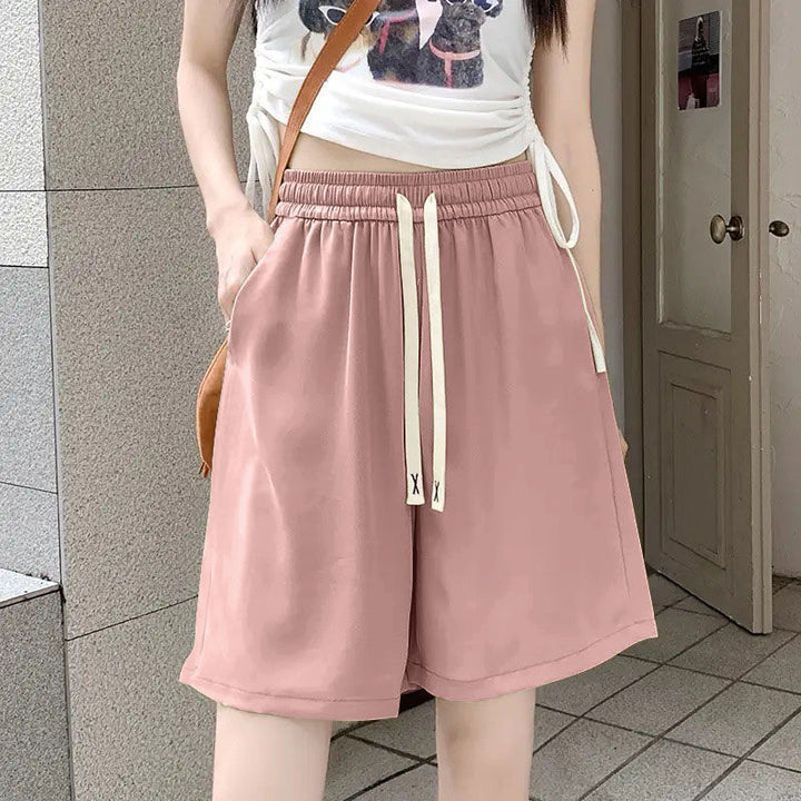 Women comfortable sports shorts with elastic waistband and decorative drawstring Lisslune