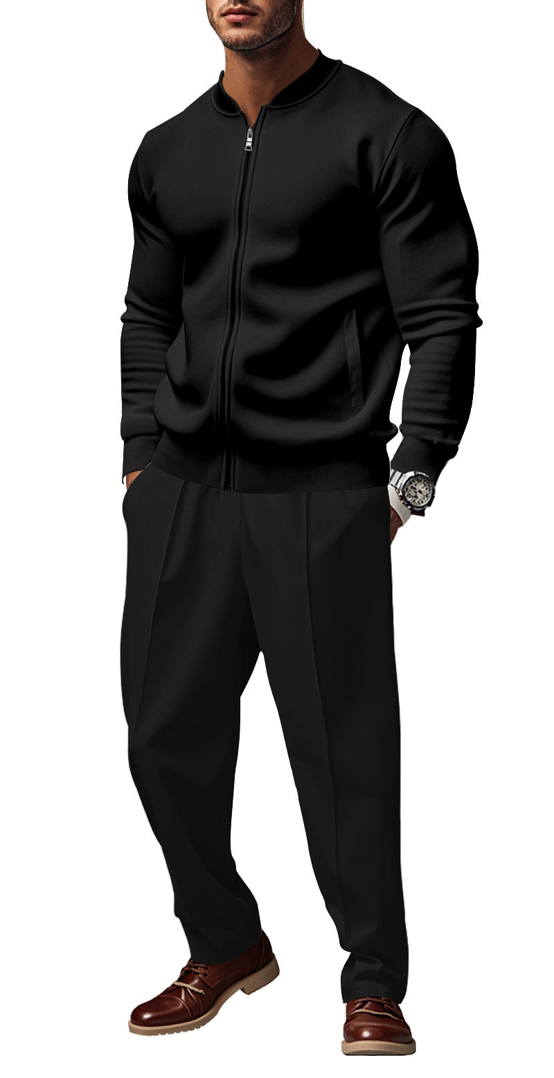 Men's sporty tracksuit with practical pockets and short zipper Lisslune