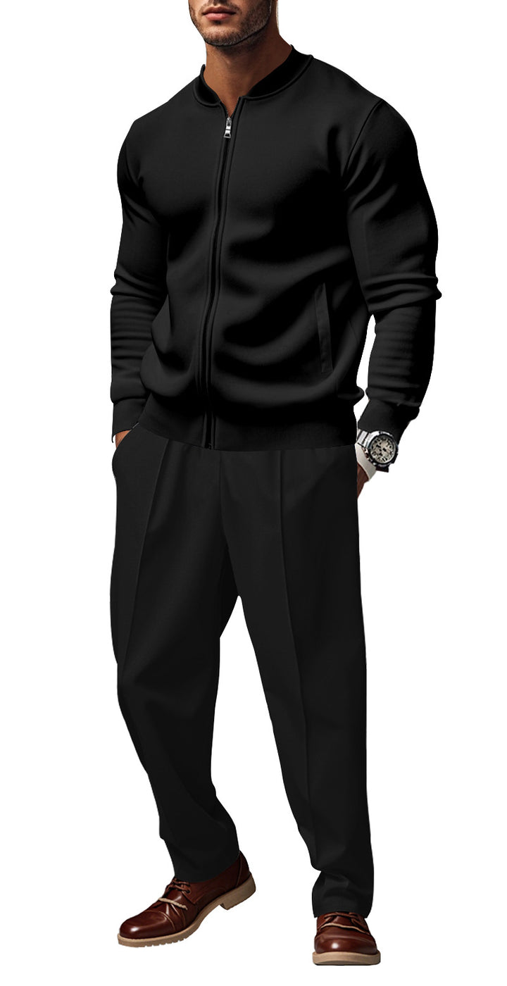 Men's sporty tracksuit with practical pockets and short zipper Lisslune