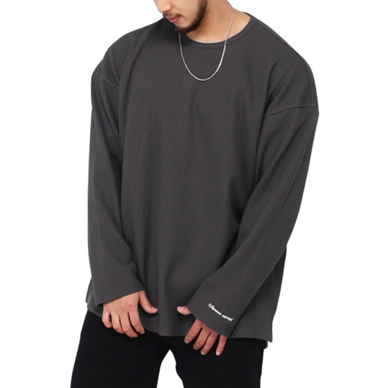 Men's long sleeve shirt with textured rib pattern and modern fit Lisslune