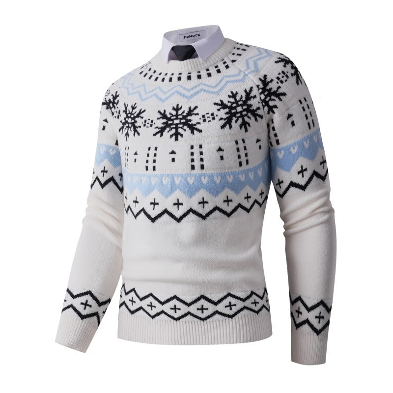 Men's stylish knit sweater with creative snow pattern Lisslune