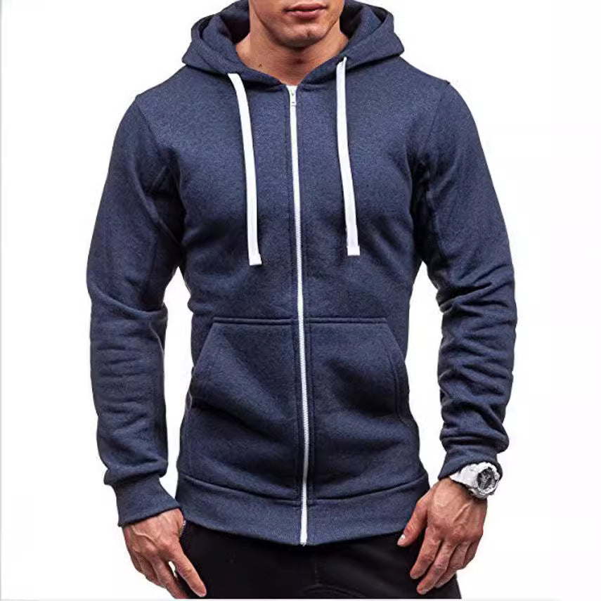Men's Sporty Fleece Zip-Up Hoodie Lisslune