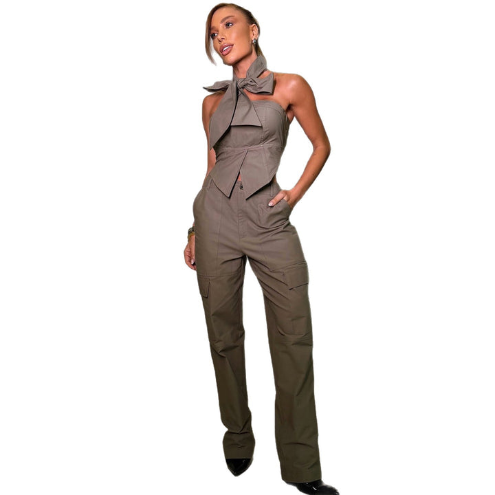 Ladies jumpsuit with elegant collar and practical pockets Lisslune
