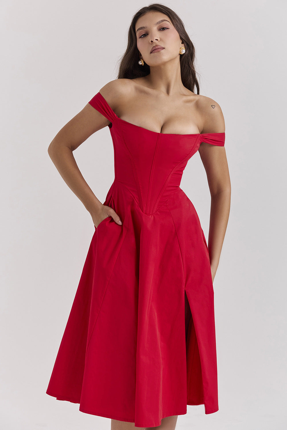 Women's maxi dress with off-shoulder design and floral pattern Lisslune