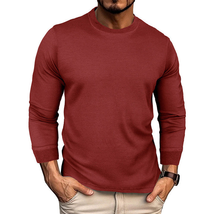 Men's Fashion Long Sleeve Shirt with Textured Ribbed Look Lisslune