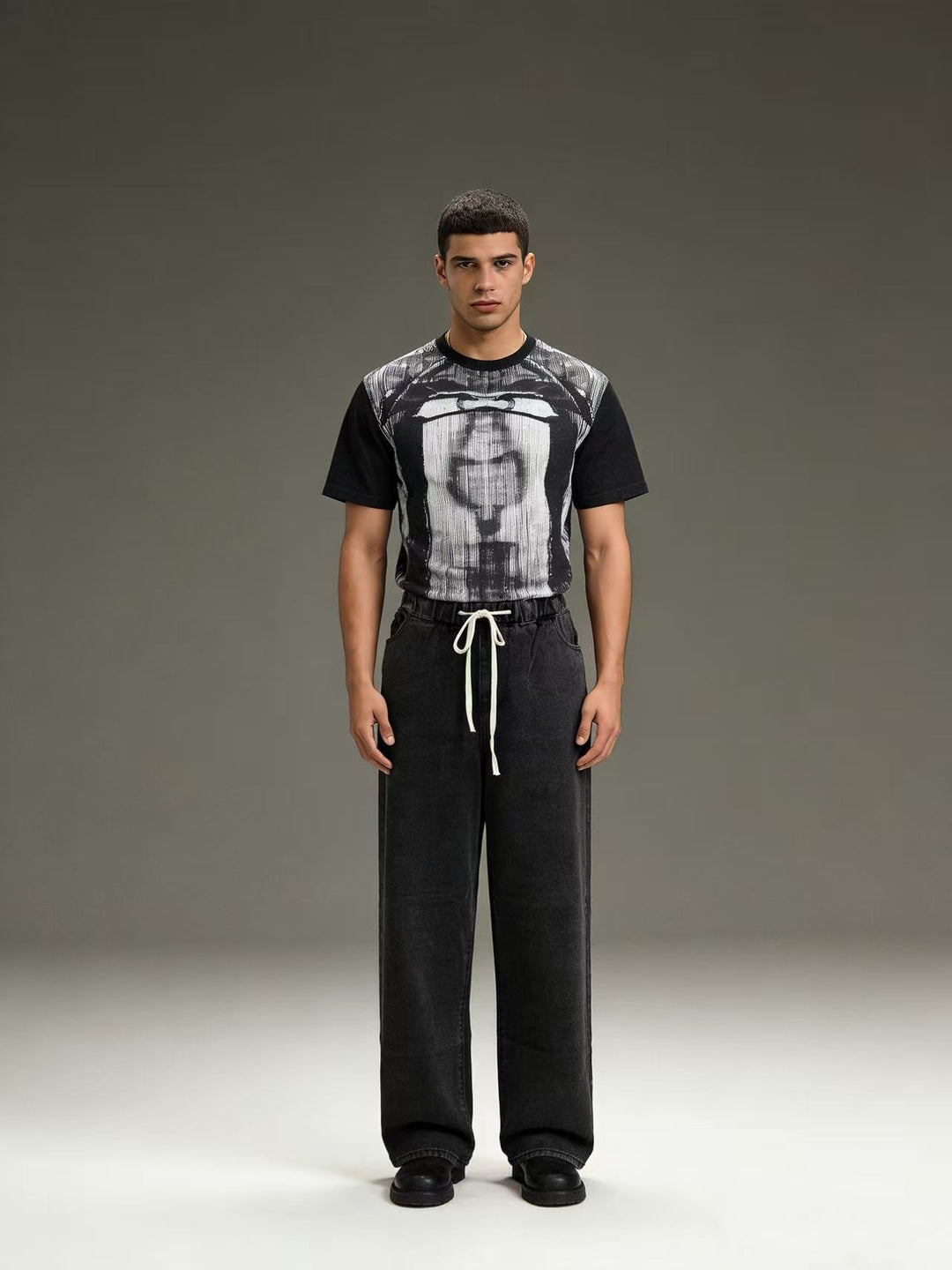Herren lässiges Sweatshirt mit grafischem Print und Raglanärmeln Lisslune