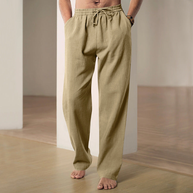 Mens Comfortable Summer Leisure Pants with Elastic Waistband Lisslune