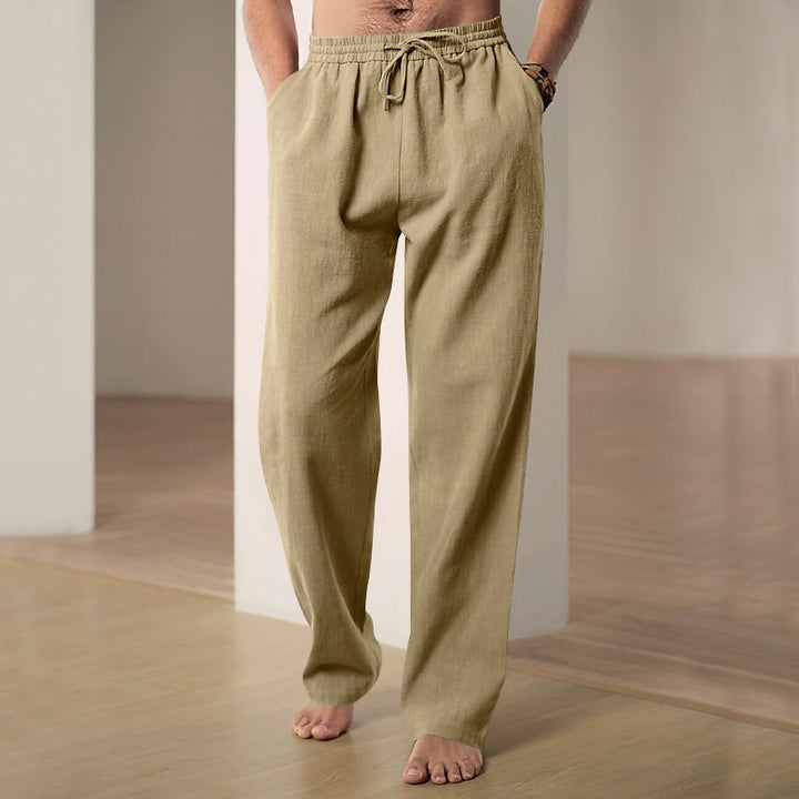 Mens Comfortable Summer Leisure Pants with Elastic Waistband Lisslune