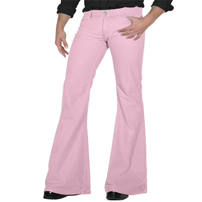 Men's fashionable flared pants with high waist and elastic material Lisslune