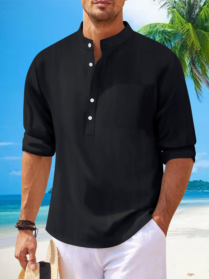 Men's shirt with modern stand-up collar and practical chest pocket Lisslune