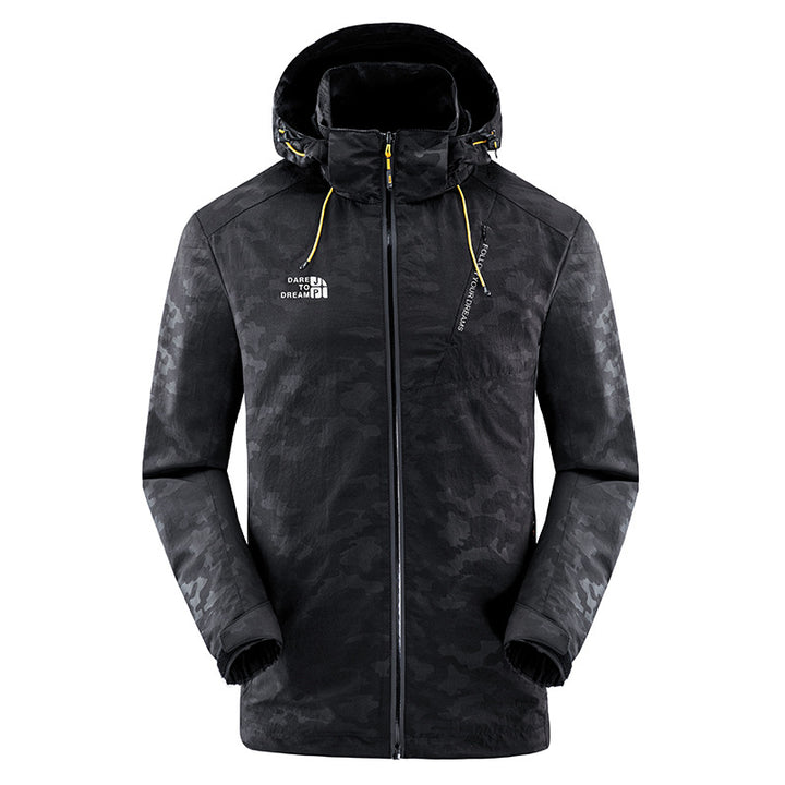 Men's water-repellent camouflage jacket with adjustable hood Lisslune